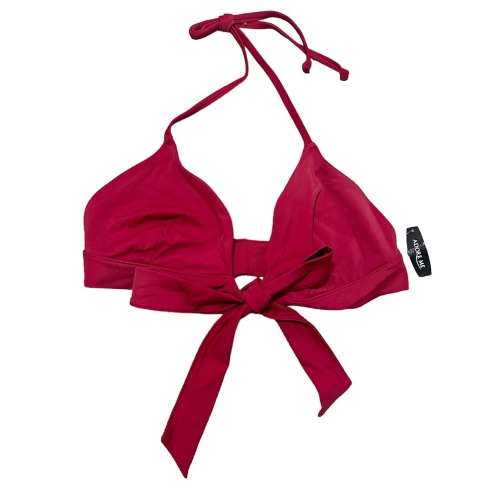👙 Adore Me NWT Tie-Front Halter Bikini Top - Deep Brick Red